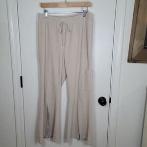 Anthropologie Daily Practice Drawstring Corduroy Wide Leg Slit Pants Size Medium
